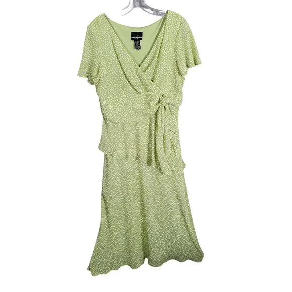 Positive Attitude Sz 14 Dress Maxi FairyCore Polka Dot Flowy CottageCore Chiffon - Picture 2 of 9